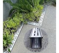 Kit de grille de drainage antidérapant en acier inoxydable pour fossé, terrasse et cour - Gestion de l'eau de pluie (100 x 7 x 3 cm) - Résistant à la rouille, installation facile, solution de drainage