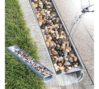 Kit de grille de vidange en forme de U pour allées - Système de drainage à canaux de 10,2 cm, 15,2 cm, 20,3 cm, 25,4 cm de large, housse de vidange de sol d'extérieur durable pour galets, 10 x 10 x