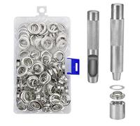 Kit de Grommets Eyelets Outils, 100 Sets Oeillets 12mm Metal Grommet Kit Oeillet avec Outils Oeillet pour Toile Bâche Tente de Réparation avec Boîte de Rangement