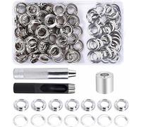 Kit de Grommets Eyelets Outils 12 mm 100 Ensembles Oeillets avec 3pcs Grommet Outils à Oeillet et Boîte de Rangement pour Bâche en Tissu Bricolage Craft