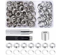 Kit de Grommets Eyelets Outils 12 mm 100 Ensembles Oeillets avec 3pcs Grommet Outils à Oeillet et Boîte de Rangement pour Bâche en Tissu Bricolage Craft