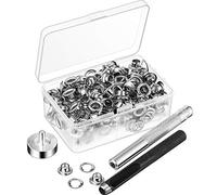 Kit de Grommets Eyelets Outils, Outil de Réglage de Gaufrage et 100 Sets Oeillets aux Oeillets avec Boîte de Rangement (1/4 Pouces de Diamètre Intérieur)