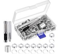 Kit de Grommets Eyelets Outils ZKSM Ensembles Oeillets,100 Oeillets (diamètre intérieur de 11 mm) Trousse à œillets pour bâche, bagages, cuir, carnet de motifs, étiquette, chaussures …