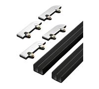 Kit de Guidage Porte Coulissante Verre 5mm - Rail pour Meuble Aluminium Noir Heavy-Duty, Double Coulisse avec Kit de Roulettes pour Bibliothèque, Vitrine et Placard(220cm/7.2ft)