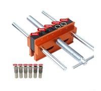 Kit de guide de perçage vertical en métal pour le travail du bois avec embouts de 6 mm, 8 mm, 10 mm, 11 mm, 12 mm - Ensemble d'outils de gabarit de cheville de précision pour perçage de trous précis