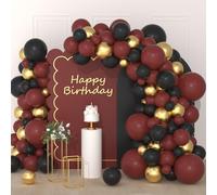 Kit de guirlande d'arche de ballons bordeaux noirs et dorés - Kit d'arche de ballons rouges et dorés métallisés pour anniversaire, remise de diplôme, fiançailles, Saint-Valentin, retraite, décoration