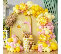 Kit de guirlande d'arche de ballons citron, jaune clair, jaune clair, rose