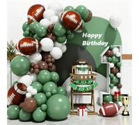 Kit de guirlande d'arche de ballons de football, vert sauge, café, marron, blanc, avec ballons en aluminium pour le sport, la première année, la fête d'anniversaire, la décoration de fête prénatale