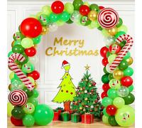Kit de guirlande d'arche de ballons de Noël, 137 ballons rouges, verts et dorés avec ballons en aluminium pour décorations de fête de Noël, Nouvel An, fête d'anniversaire