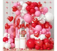Kit de guirlande d'arche de ballons de Saint-Valentin, ballons rouges, roses et blancs avec ballon Love en aluminium pour Saint-Valentin, anniversaire, mariage, fiançailles