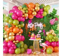 Kit de guirlande d'arche de ballons tropicaux hawaïens, vert olive et rose vif, orange, doré pour enfants, plage, Luau, Aloha, piscine, anniversaire, flamant rose, fête prénatale, fournitures de