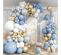 Kit de guirlande de ballons bleus, 112 pièces, ballons blancs nacrés, bleu macaron, champagne, or, blanc, ensemble d'arche de ballons en latex pour fête d'anniversaire, fête prénatale, mariage et