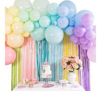 Kit de guirlande de ballons pastel - Kit d'arche de ballons macarons pour fêtes - Petits et grands ballons confettis dorés