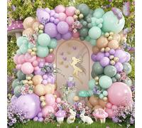 Kit de guirlande de ballons roses 123 pièces, ballons violets, verts et dorés, ensemble d'arche de ballons en latex pour fête d'anniversaire, fête prénatale, mariage et décorations de fête de filles