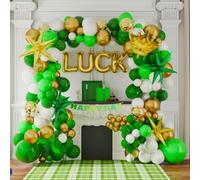 Kit de guirlande de ballons verts blancs et dorés 103 pièces avec confettis dorés en mylar couronne Starburst ballons pour la Saint-Patrick fournitures de fête décorations