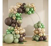 Kit de guirlande de ballons verts de 118 pièces, ballons blancs, dorés, marron, ensemble d'arche de ballons en latex pour fête d'anniversaire, fête prénatale, mariage sur le thème de la forêt et