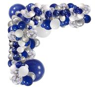 Kit De Guirlande En Arc Ballons Bleus Et Blancs, 1 Ensemble, Avec Confettis Argentés, Décorations Fête D'anniversaire, Remise Diplôme Pour Fêtes