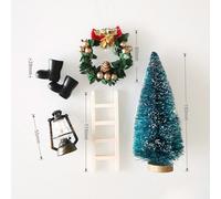 Kit de guirlandes pour maison de poupée, Mini sapin de noël, bottes, échelle, lanterne, nouvel an, décoration Miniature, accessoires pour maison de poupée, 5 pièces