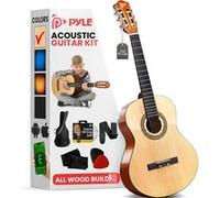 Kit de Guitare Acoustique pour debutant de 91.4 cm- Pyle - Taille Junior 3/4 en Bois Massif Brillant naturel