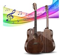 Kit De Guitare Acoustique Pour Débutant, Guitare Acoustique Brillante Pour Débutants, Adultes Et Adolescents Instrument Tout En Bois Avec Housse Et Tous Les Accessoires(brun,41 in)