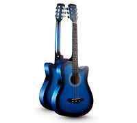 Kit De Guitare Acoustique Pour Débutant, Guitare Acoustique En Bois Pan Coupé Tutoriel Élémentaire De Guitare Folk Housse De Transport Et Autres Accessoires(Sky blue,38 in)