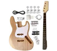 Kit de guitare basse JB à monter soi-même pour débutant avec 4 cordes pour droitier avec manche en érable, touche en palissandre, matériel chromé. Construisez votre propre guitare basse.
