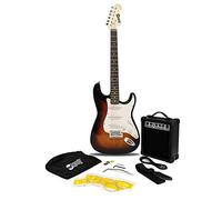 Kit de guitare électrique RockJam avec ampli, housse, vibrato, sangle, câble, cordes de rechange et cours.