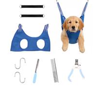 Kit de harnais de toilettage pour chien - Sangle réglable pour couper les ongles, sac de retenue de toilettage pour animaux de compagnie avec pince à lime, peigne à crochets en S (taille S)