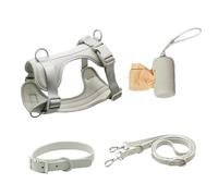 Kit de harnais pour chien - Harnais anti-traction pour chiens de taille moyenne - Ensemble multifonction | Harnais en PVC résistant aux morsures et imperméable - Collier pour chien réglable et