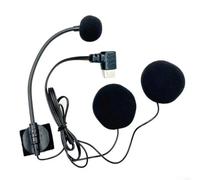 Kit de haut-parleurs filaire pour casque de moto avec microphone - Oreillette de communication mains libres en ABS - Longueur du câble : 77 cm