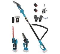 Kit de jardin sans fil 3 en 1 avec tronçonneuse, taille-haie et | Avec 2 batteries de 4 Ah, scie de 15,2 cm et taille-haie 2 en 1, pour haies, bordures de pelouse, coupe des arbres et travaux