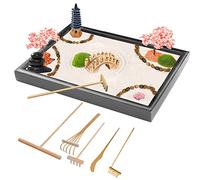 Kit de jardin zen 28 x 20 cm - Grand jardin de sable zen japonais avec 6 outils en bambou faits à la main - Décoration zen pour bureau à domicile - Emballage de qualité supérieure - Cadeau de