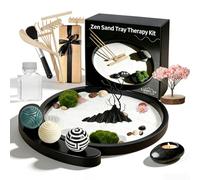 Kit de jardin zen pour bureau, décoration japonaise avec boules de timbre en forme de roche, plateaux décoratifs ronds, plateau de sable de relaxation sensorielle, outil thérapeutique, bac à sable de