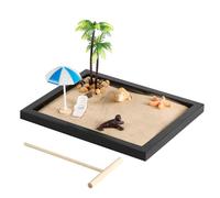 Kit de Jardin Zen pour Bureau, Japonais Mini Boîte de Jardin Zen Sable Déco Bureau Zen Mini Jardin Zen Bureau avec Plateau Sable Outil Déco Bureau Zen pour la Maison Le Bureau
