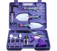 Kit de jardinage 10 pièces JUMPHIGH motifs floraux manches ergonomiques mallette de transport cadeau jardin