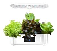 Kit de Jardinage hydroponique d'intérieur avec Lampe de Culture LED, Pot à arrosage Automatique, sans Terre, pour cultiver Toute l'année de la laitue, des légumes et des Herbes fraîches White