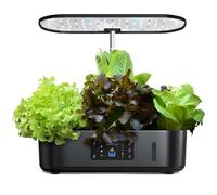 Kit de Jardinage hydroponique d'intérieur avec Lampe de Culture LED, Pot à arrosage Automatique, sans Terre, pour cultiver Toute l'année de la laitue, des légumes et des Herbes fraîches Black
