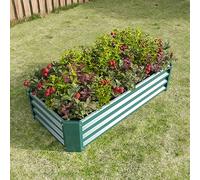 Kit de jardinière surélevée de 1 × 0,6 x 3 m, grands lits galvanisés avec bordure de sécurité et gants, en métal pour jardinage, légumes, fruits, fleurs, vert
