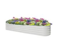 Kit de jardinière surélevée stable en plastique avec espace de rangement en acier Corten pour balcon, terrasse, jardin ou cour - Donne un généreux à n'importe quel extérieur (240 x 60 x 43 cm)