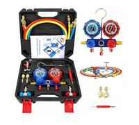 Kit de jauge de réfrigération - Ensemble de collecteur en Aluminium Robuste, équipement de Recharge de précision | Compteurs de Pression Duplex pour réparation Automatique de climatisation