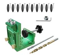 Kit de jauges perforées professionnelles pour le travail du bois avec bloc de guidage amovible et traitement du bois anodisé résistant à la corrosion, systèmes de trous de poche réglables