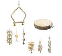 Kit de jeu aviaire en bois avec balançoire, surfaces actives à mâcher et navigation par escalier pour encourager un répertoire comportemental durable