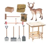 Kit de Jeu d'animaux de la Ferme - Mini Renne, 11,5 cm, Figurine, kit de Bricolage en Bois, kit de scène imaginatif avec mangeoire, Foin pour s'amuser | Collection de Jouets pour , étudiants