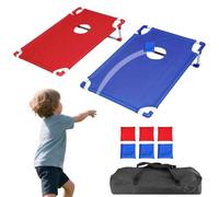 Kit de jeu de cornhole pour extérieur avec sac de rangement pour pelouse. Ensemble de planches de cornhole légères avec 6 poufs, jouet actif portable et amusant avec sac de rangement pour tout-petits