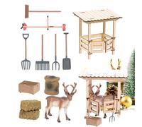 Kit de Jeu de Ferme pour - 11,5 Pouces - Jeu de rôle avec écurie de Renne et Accessoires - Favorise la créativité et l'apprentissage - Idéal pour Les Jeux d'intérieur et Les Anniversaires