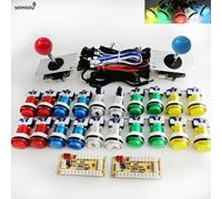 Kit de jeu de joystick d'arcade Raspberry Pi, bricolage, avec bouton poussoir LED, Joystick de Style américain, câbles d'encodeur USB, Mame 2 joueurs diy