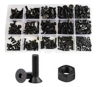 Kit de jeu d'écrous boulons hexagonaux à tête plate M2 M3 M4 M5 M6, vis fraisée douille hexagonale en acier noir qualité 10.9 pour Vélo Moto Auto(M5)