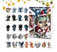- Kit de jeu maison au gingembre | 24 grilles de Noël | Ornement d'arbre à suspendre pour voiture Rearview Mirror Party 2025 pour et adultes