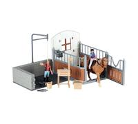 Kit de jeu - Modèle d'étable miniature | Animaux de la ferme avec | Figurines de chevaux réalistes pour jeu de rôle, Pâques, cadeau d'anniversaire