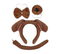 Kit de jeu pour chien - Lot de 4 accessoires de costume pour chiot - Bandeau queue et oreilles mignons - Coupe réglable - Robe à thème de la maison pour jouer - Nœud papillon en peluche - Costume de